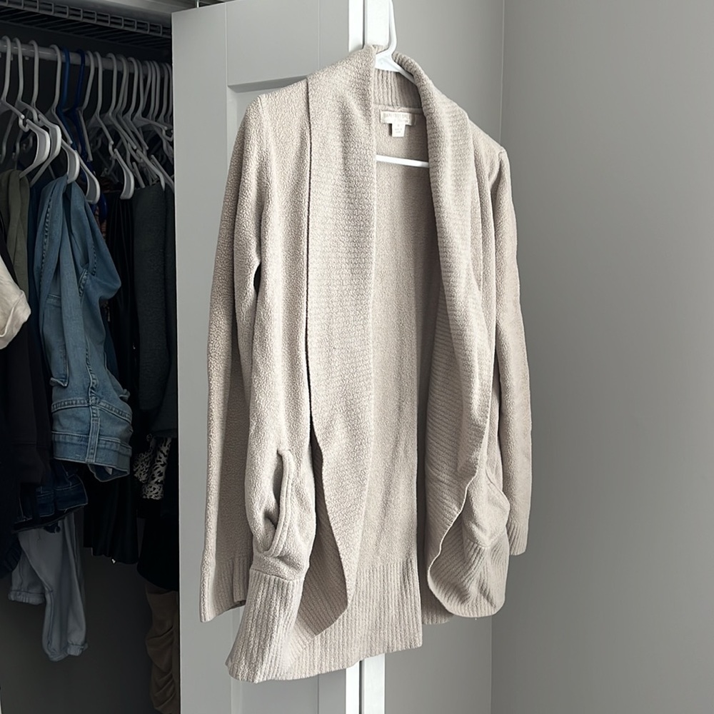 Barefoot Dreams Tan CozyChic Cardi, well worn